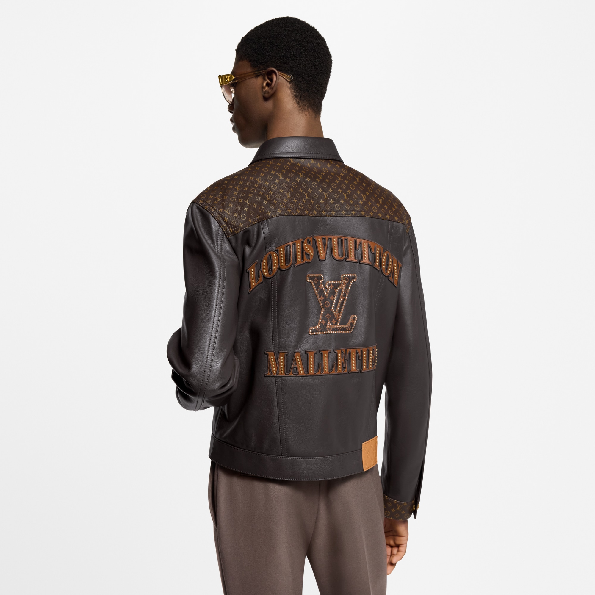 Embellished Leather Trucker Jacket - High-End Ready-to-Wear